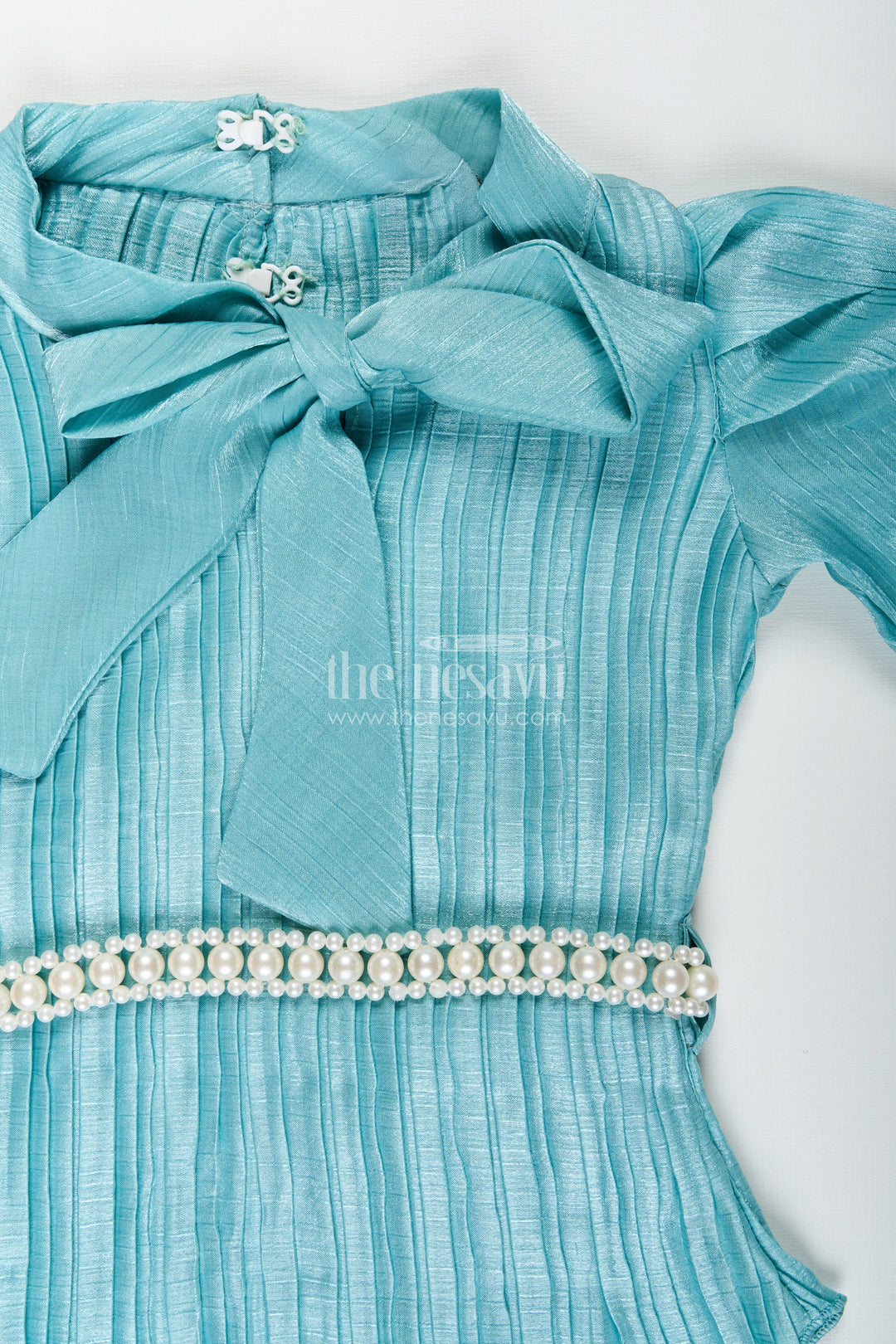 Trendy pleated georgette co-ord set for girls with crop top and wide-leg pants