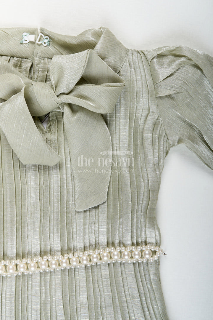 Elegant girls pleated georgette co-ord set with flared pants and stylish top
