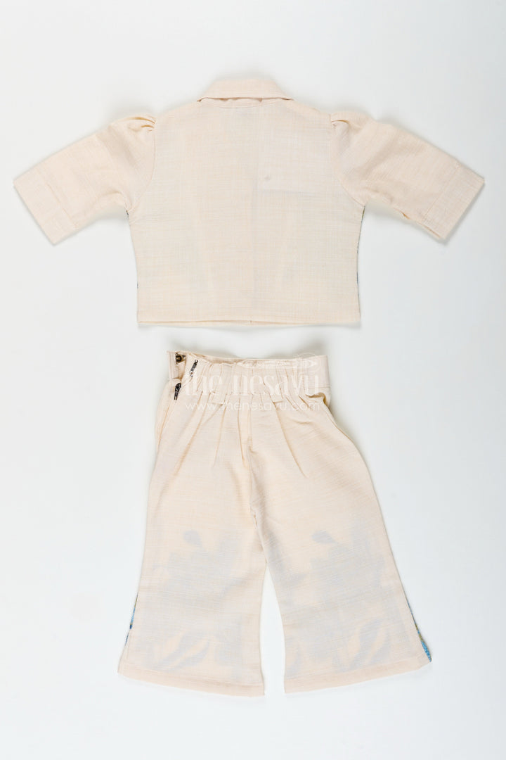 Girls cotton casual set with floral thread embroidery and pant breezy everyday wear