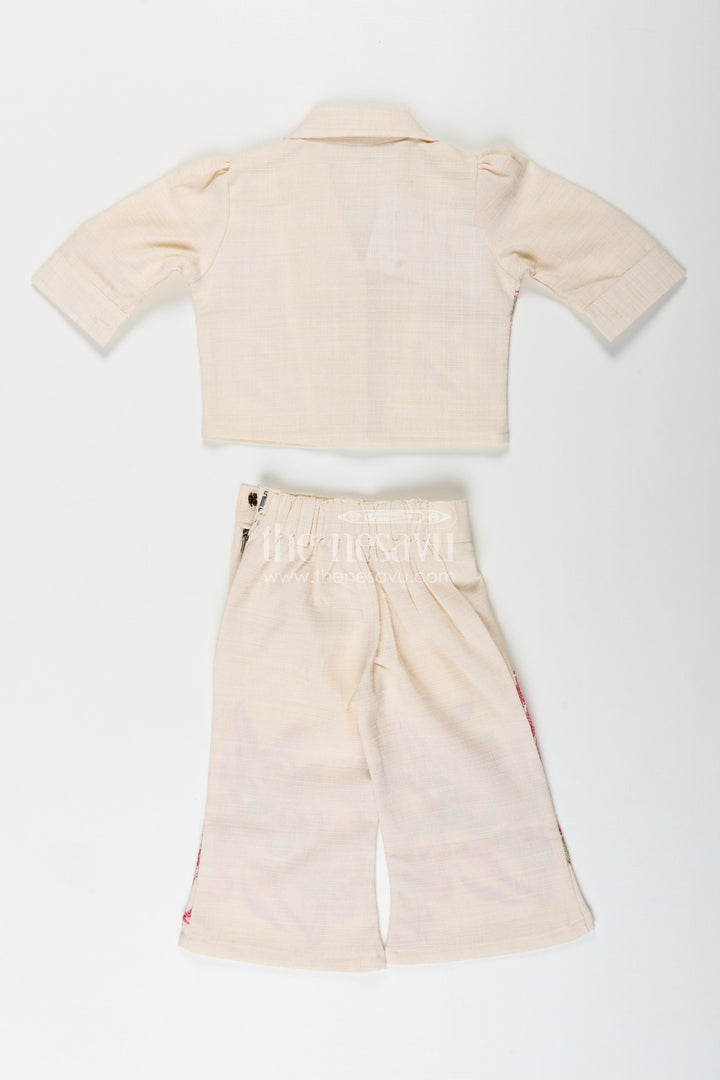 Embroidered cotton co-ord set for girls with casual shirt and pant comfy festive pick