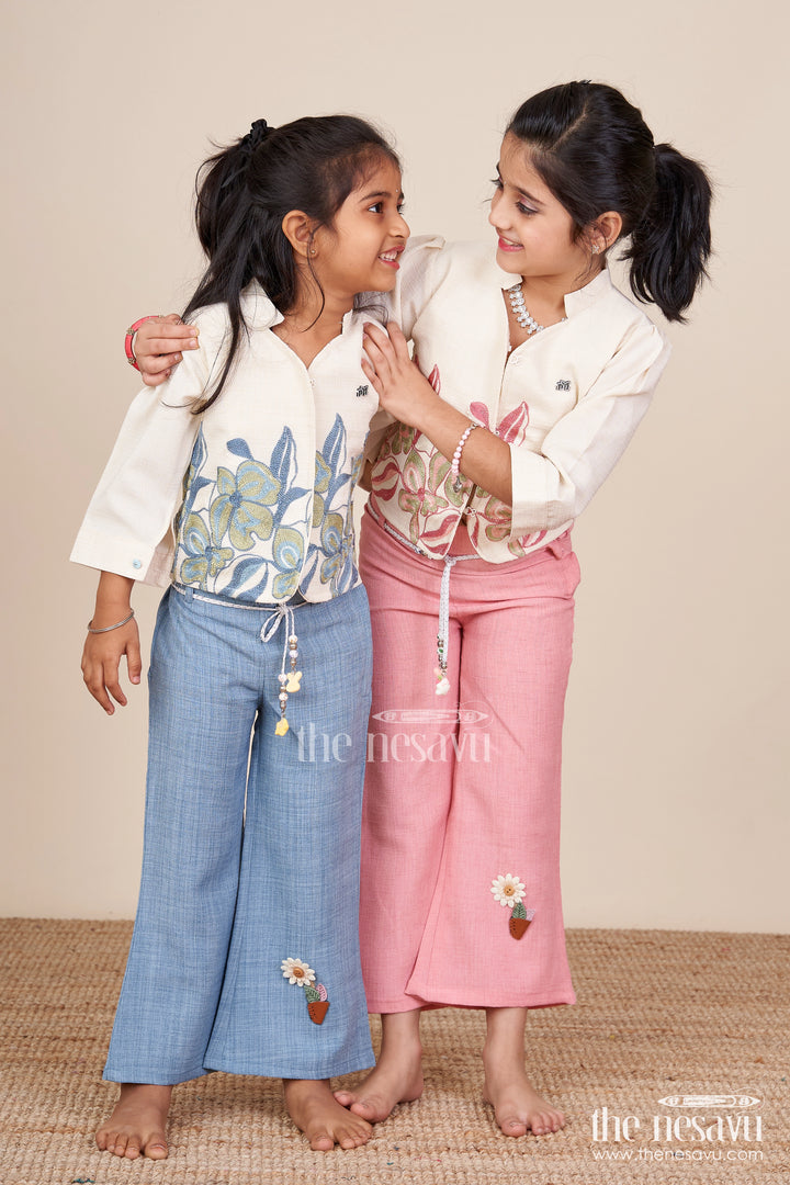 Traditional-style cotton co-ord set for girls with embroidery detailing everyday festive look