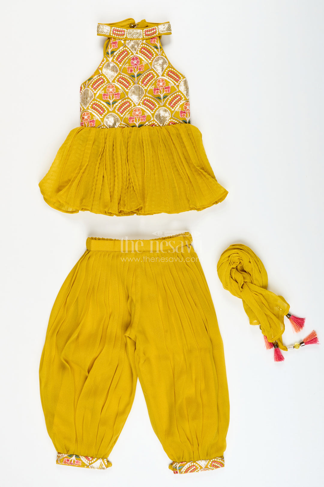 Girls embroidered sharara set in georgette for weddings and cultural events