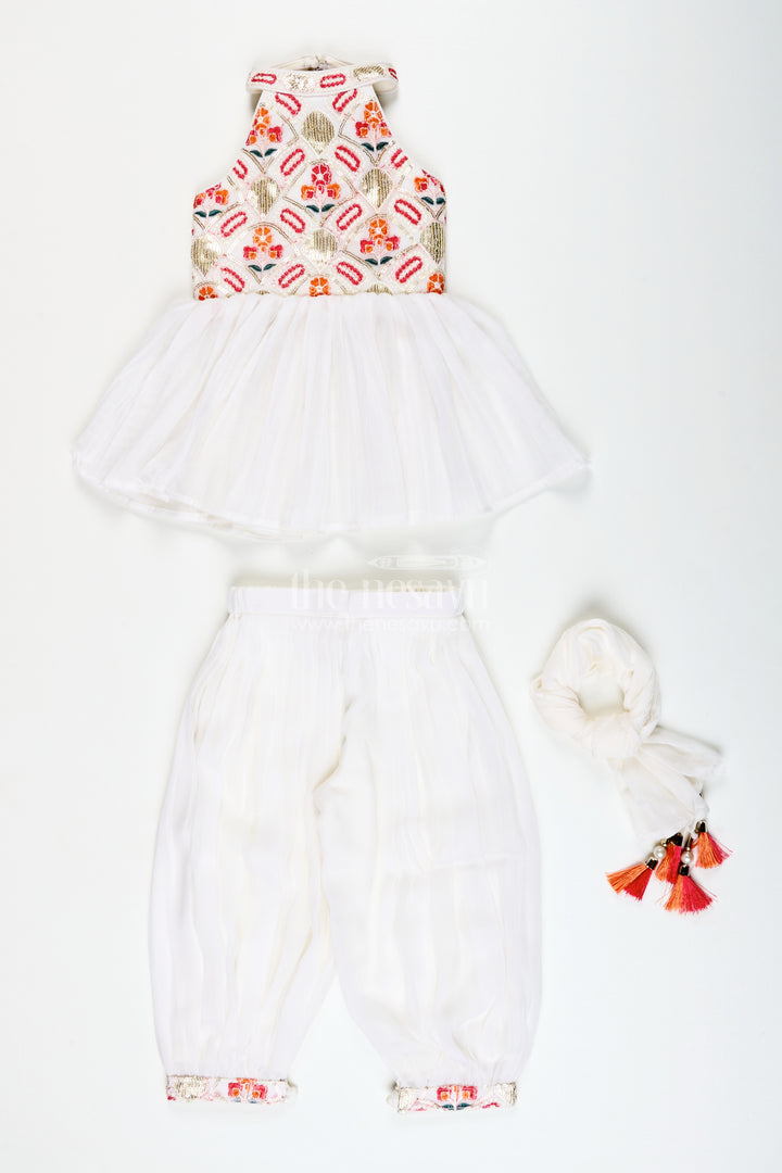 Girls festive sharara set with sequin embroidery for ethnic wear