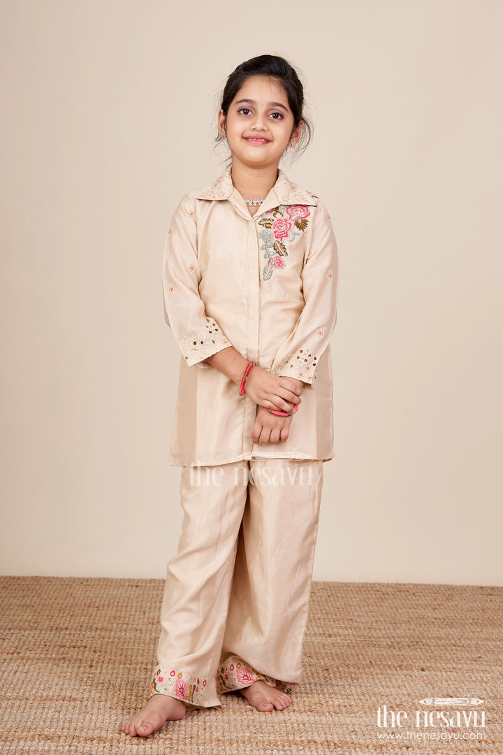 Girls Designer Embroidered Sharara Set for Weddings and Festive Evenings