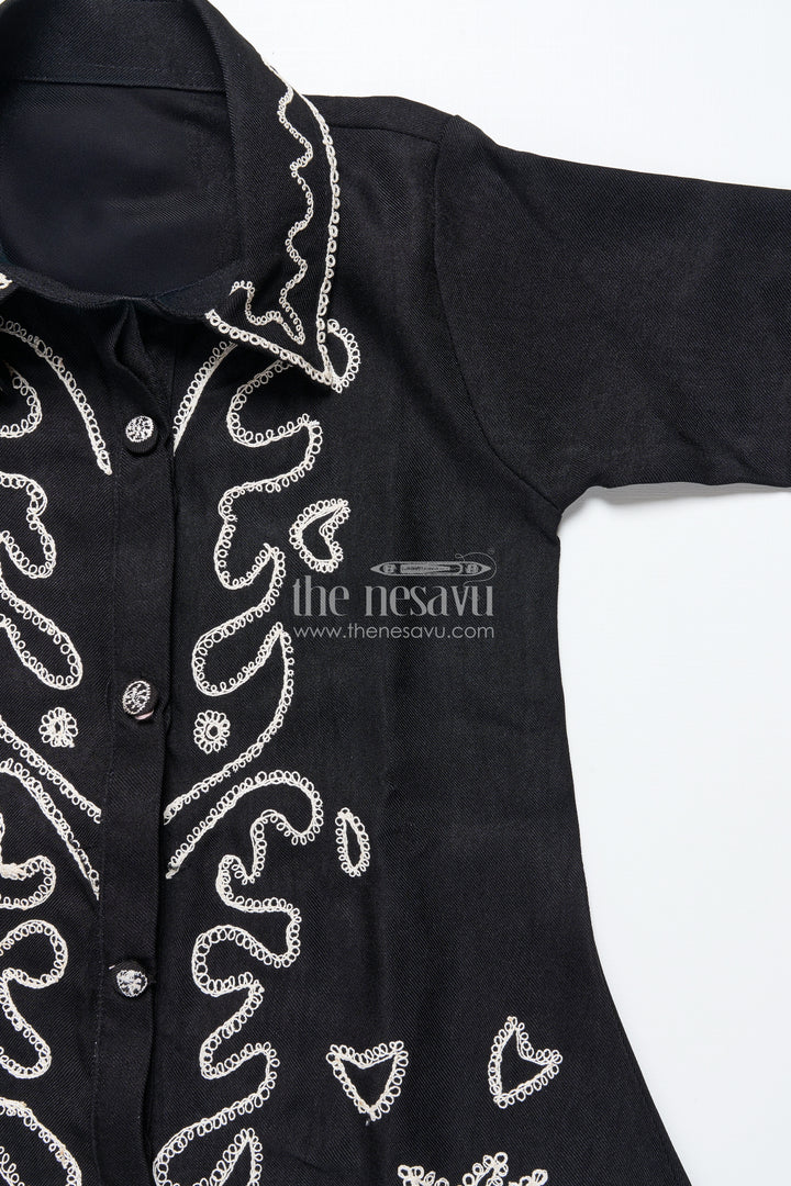 Girls embroidered black georgette plazo set for evening functions