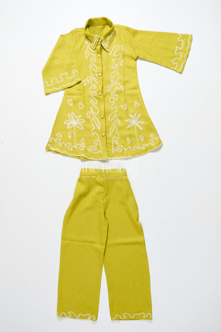 Girls viscose silk plazo set with embroidery for festive wear