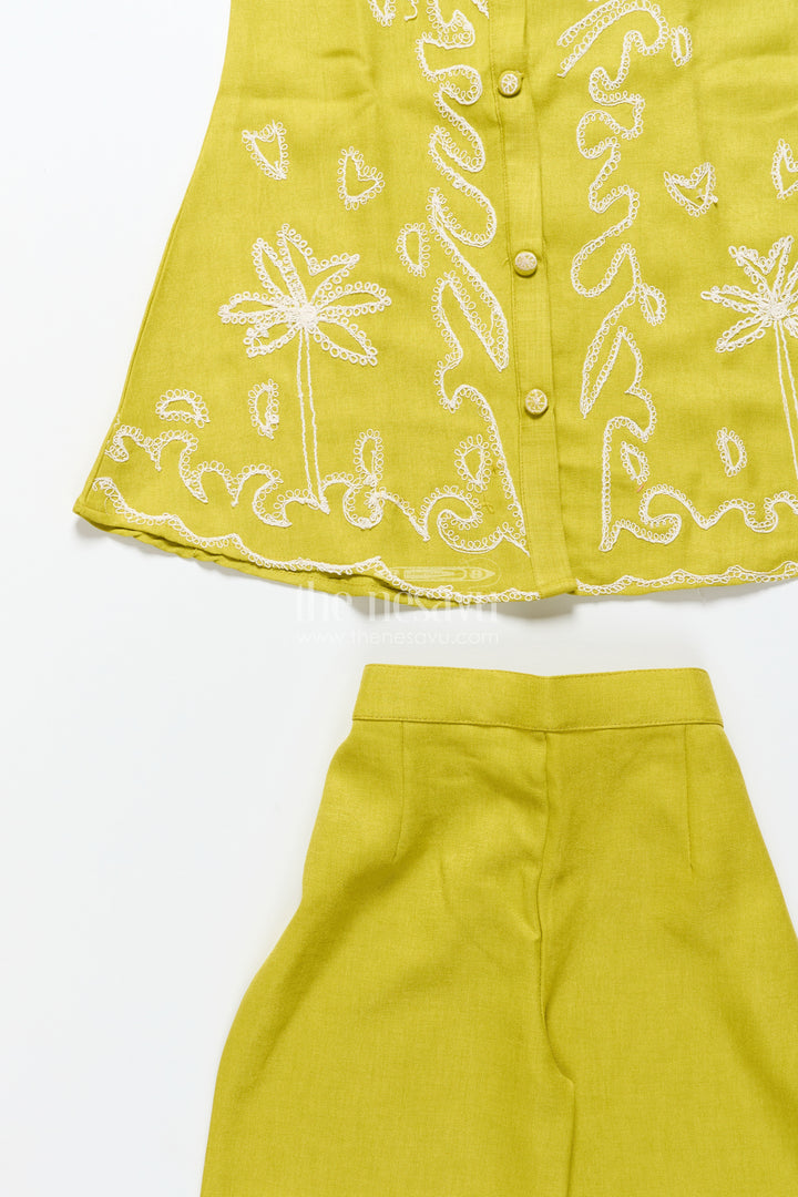 Girls viscose silk plazo set with embroidery for festive wear