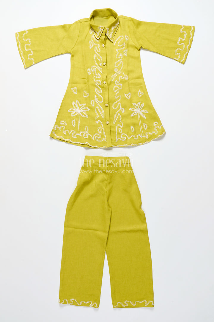 Girls viscose silk plazo set with embroidery for festive wear