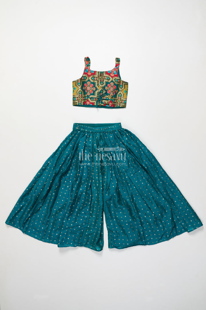 Festive ethnic sharara set with embroidered jacket and mirror detailing