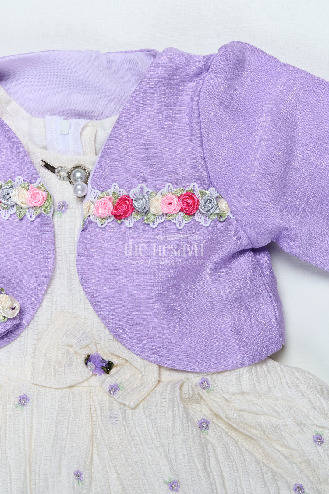 Girls Purple Sharara Set with Crushed Georgette and Jacket for Elegant Events