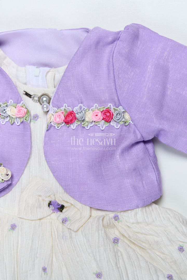 Girls Purple Sharara Set with Crushed Georgette and Jacket for Elegant Events