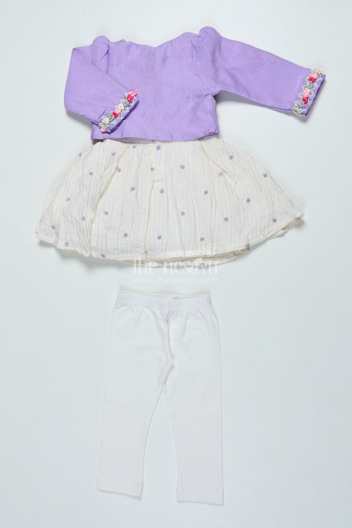 Girls Purple Sharara Set with Crushed Georgette and Jacket for Elegant Events