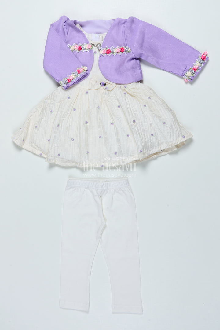 Girls Purple Sharara Set with Crushed Georgette and Jacket for Elegant Events
