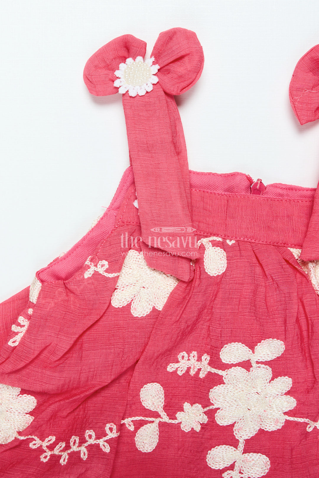 Girls Red Cotton Sharara Set with Thread Embroidery for Ethnic Events
