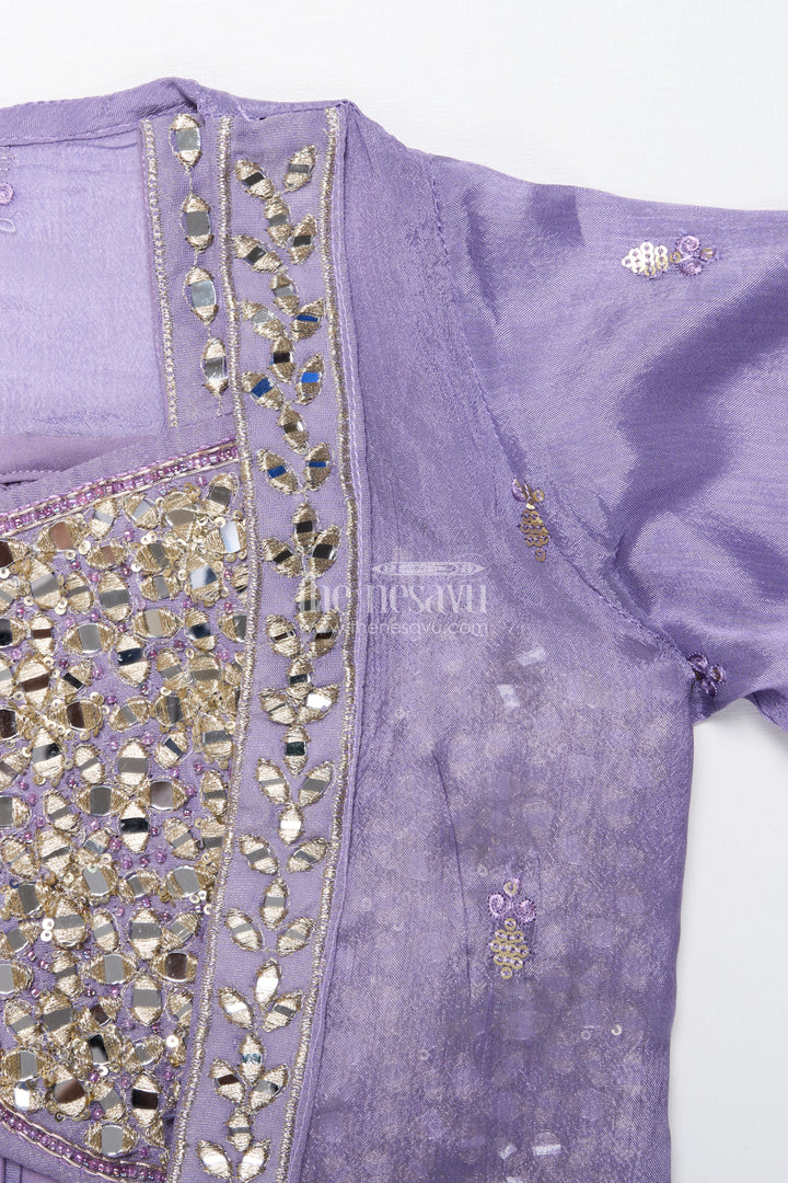 Mirror Embroidered Sharara Set for Girls In Viscose Georgette Ethnic Glam for Weddings