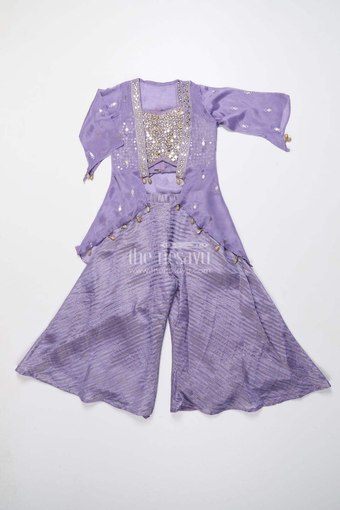 Mirror Embroidered Sharara Set for Girls In Viscose Georgette Ethnic Glam for Weddings