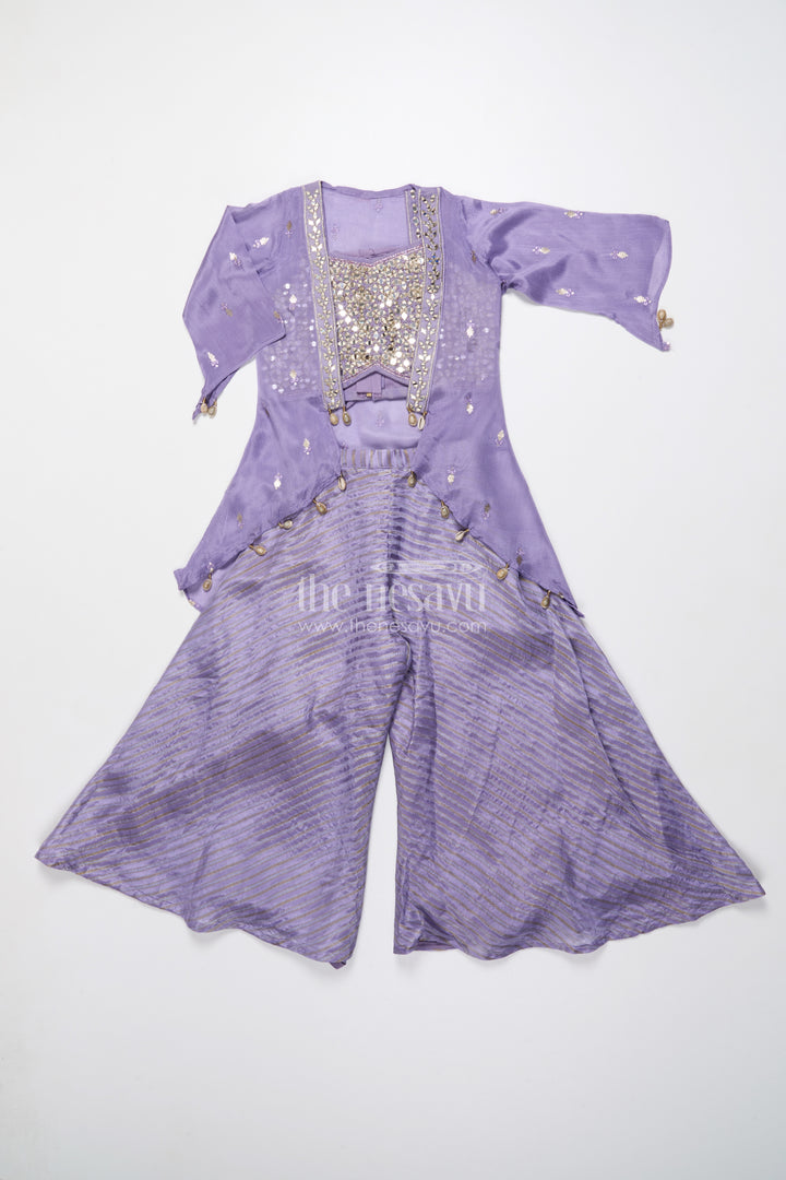 Mirror Embroidered Sharara Set for Girls In Viscose Georgette Ethnic Glam for Weddings