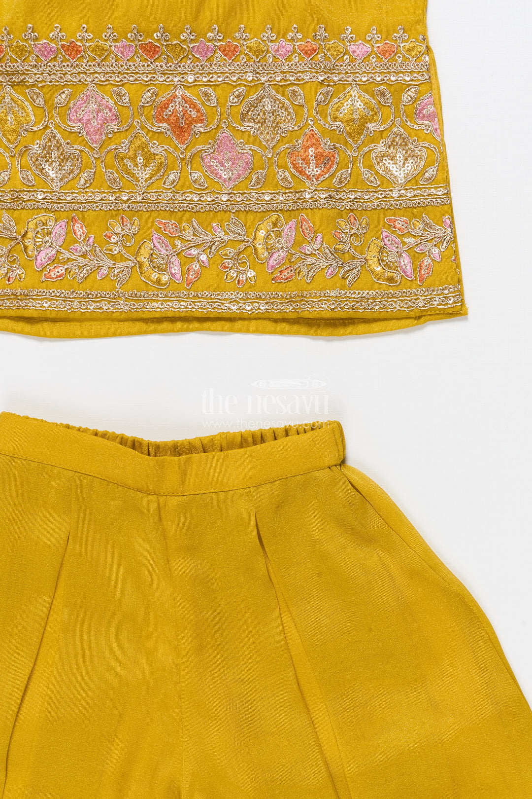 Embroidered Sleeveless Sharara Set for Girls Festive Ethnic Outfit In Tissue Silk