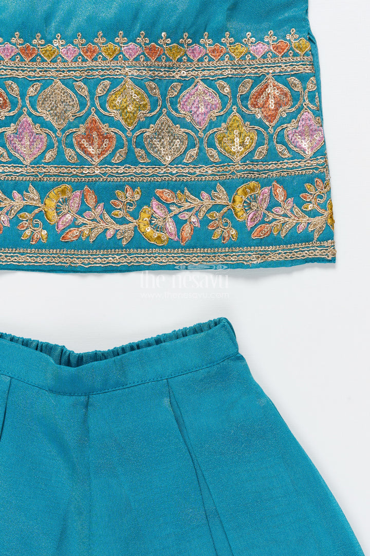 Girls Ethnic Sharara Set with Embroidered Top Lightweight Festive Wear In Tissue Silk