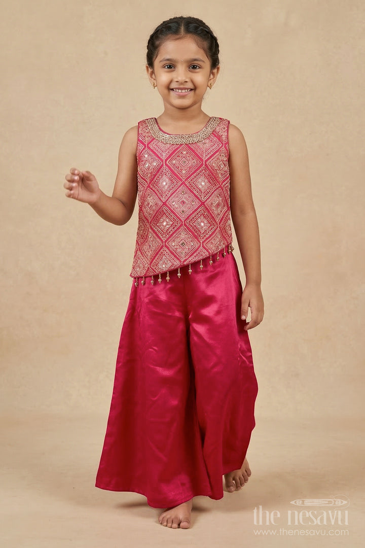 Girls Plazo Set with Sequin Embroidery for Festive Gatherings