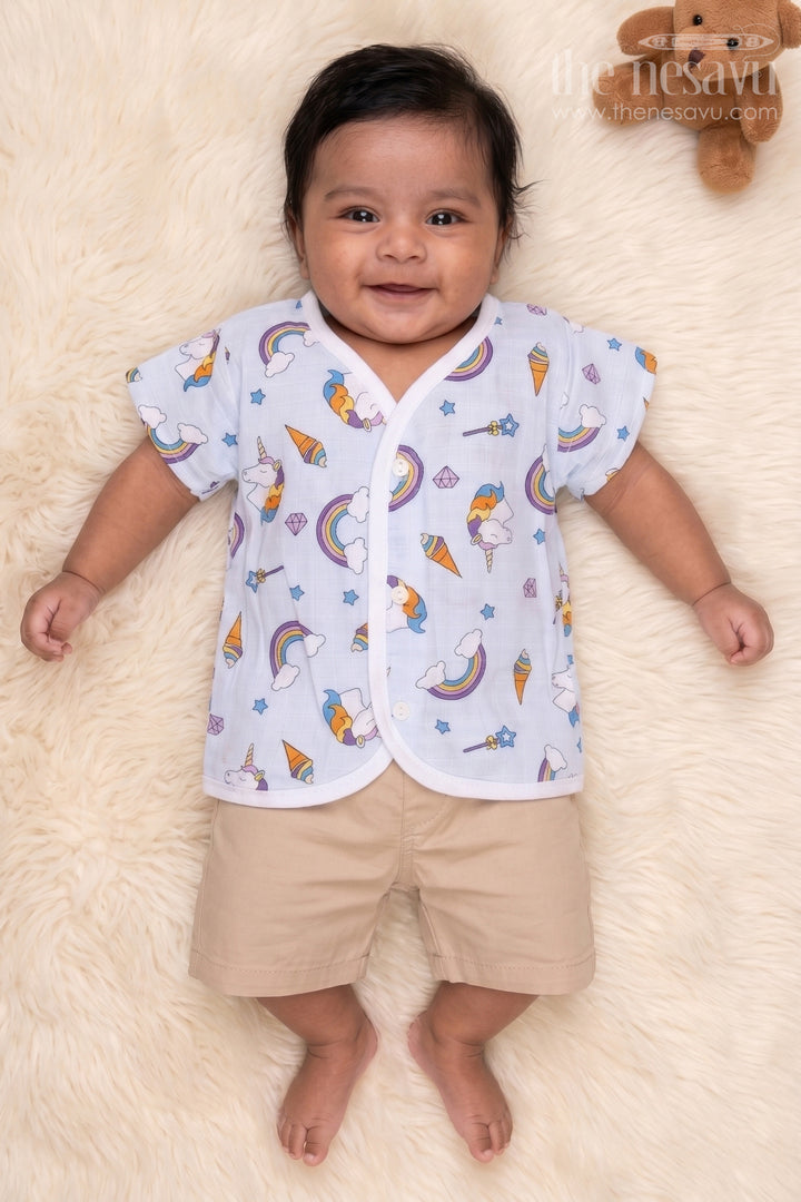 Lavender Jhabla: Adorable Cartoon Print for Newborns
