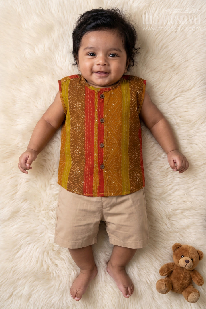 Ethnic Stripe Jabla for Babies – Ideal for Everyday Wear and Traditional Gatherings