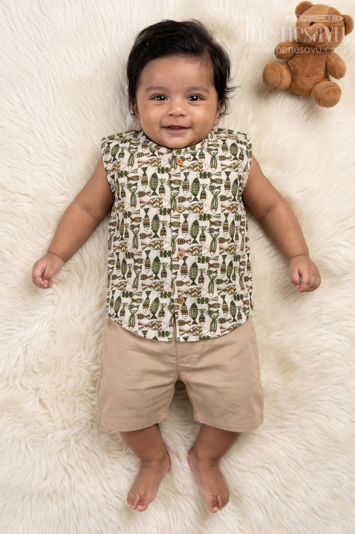 Cotton Baby Jabla with Abstract Digital Print and Button Front
