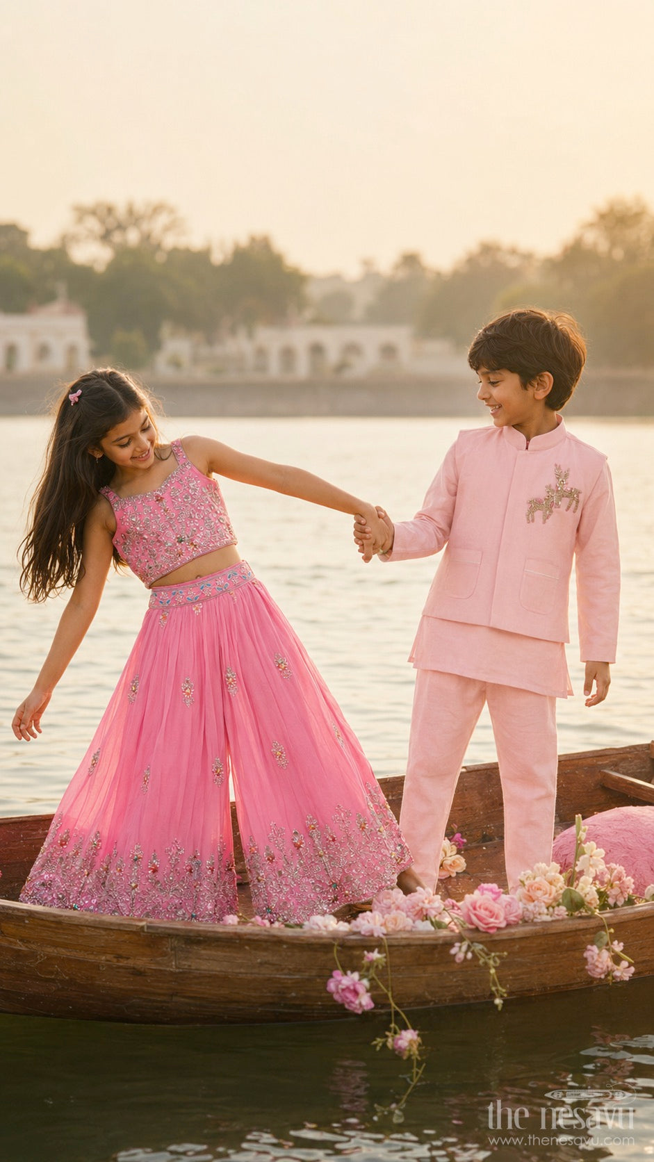 Boys Embroidered Jacket Kurta Set for Weddings and Festive Functions