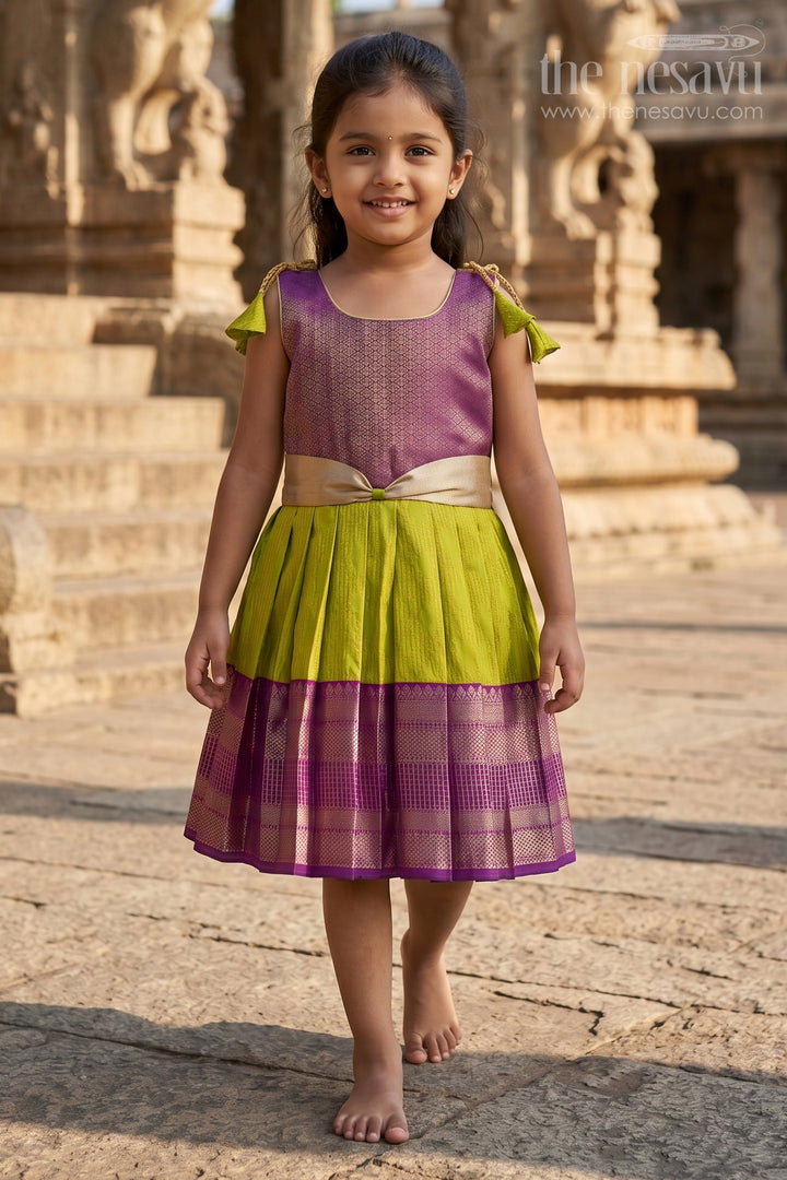 Girls Kanchi Silk Frock for Temple Functions and Festive Events