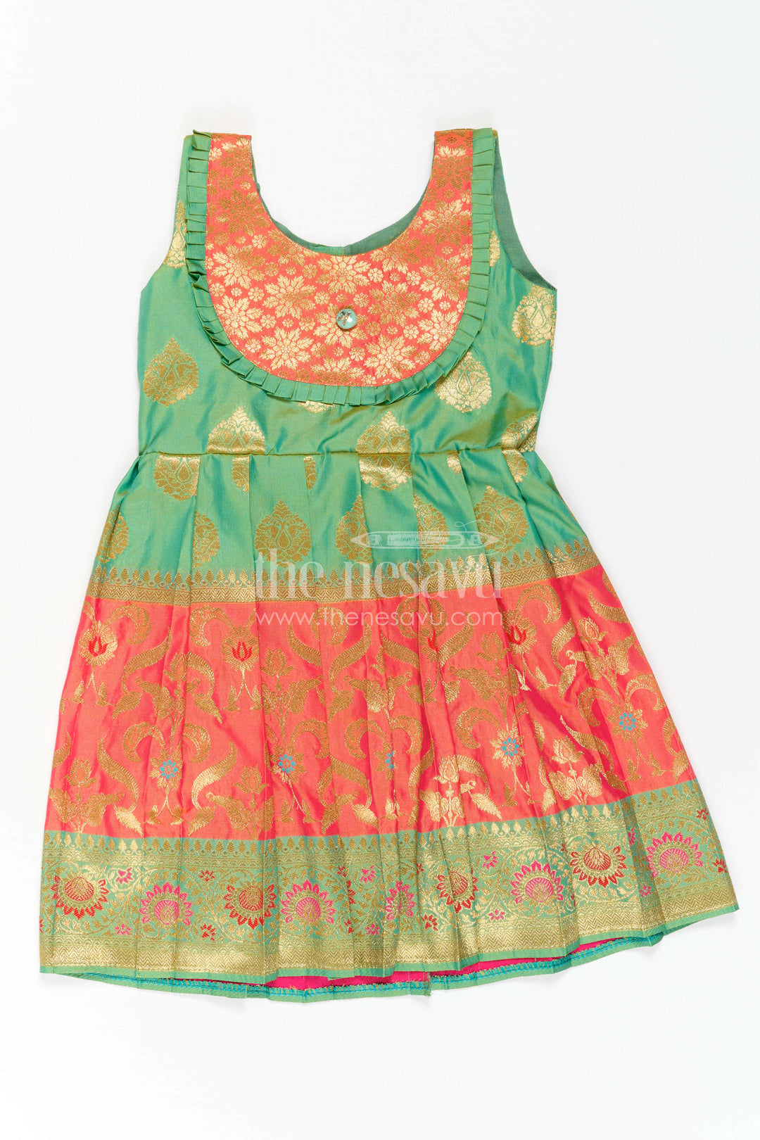Girls Kanchi Silk Frock for Festive Photos and Traditional Celebrations