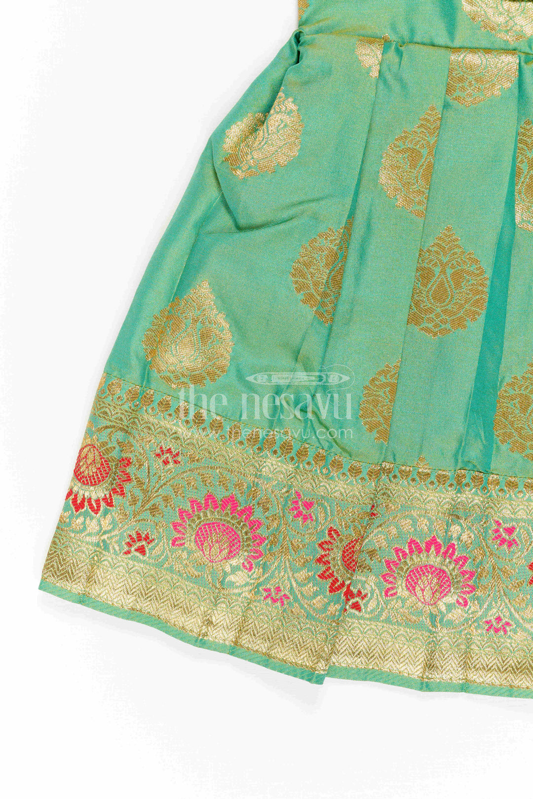 Girls Kanchi Silk Frock for Festive Photos and Traditional Celebrations