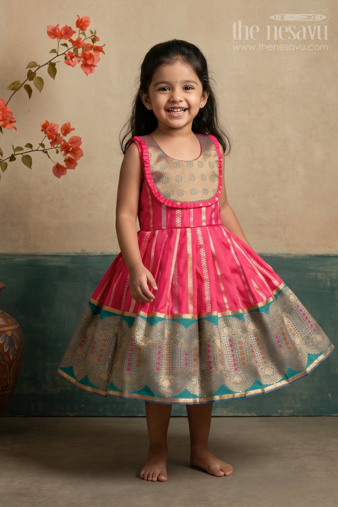 Baby Girl Kanchi Silk Frock for Festive Functions and Weddings