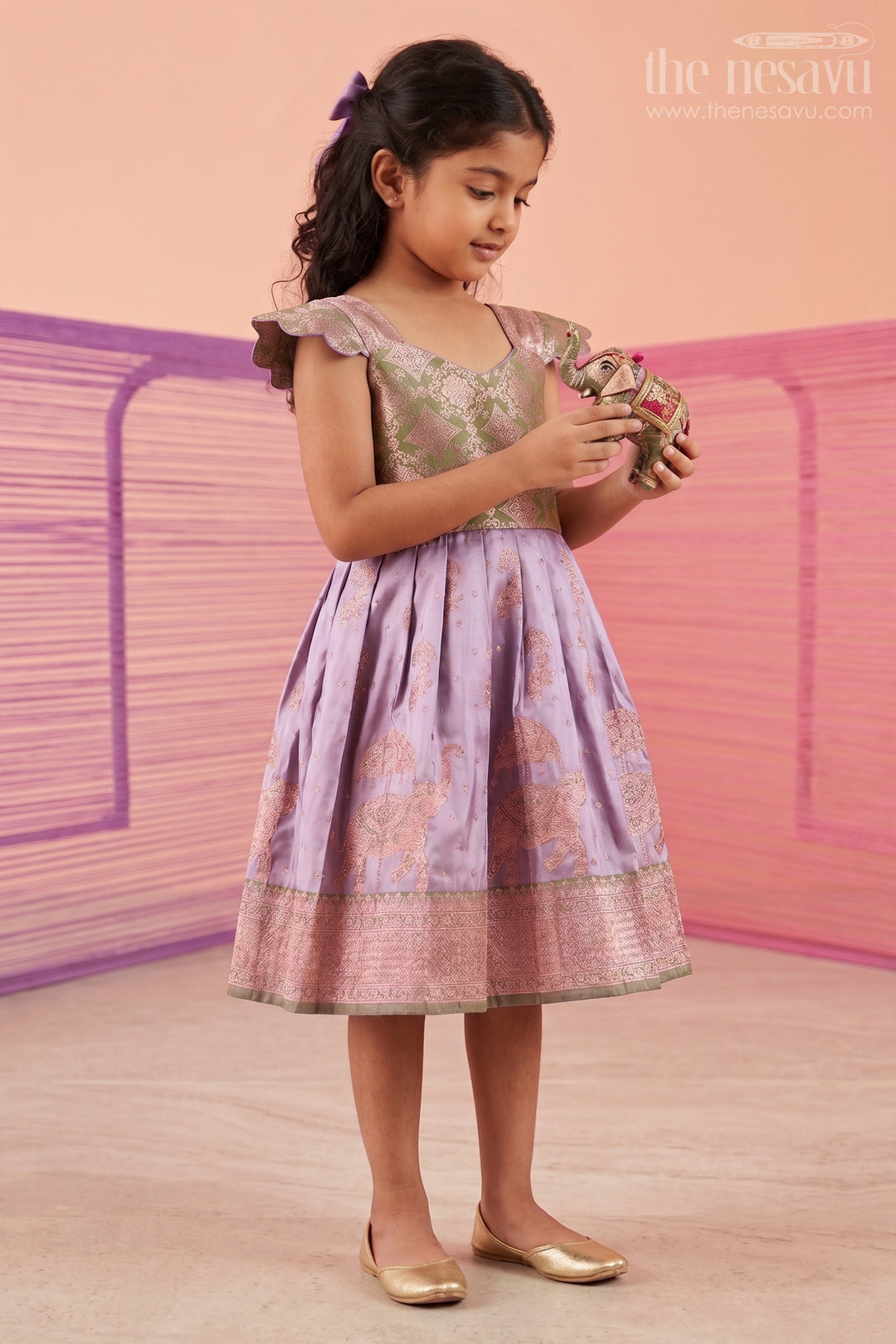 Girls Kanchi Silk Frock for Wedding Ceremonies and Festive Portraits
