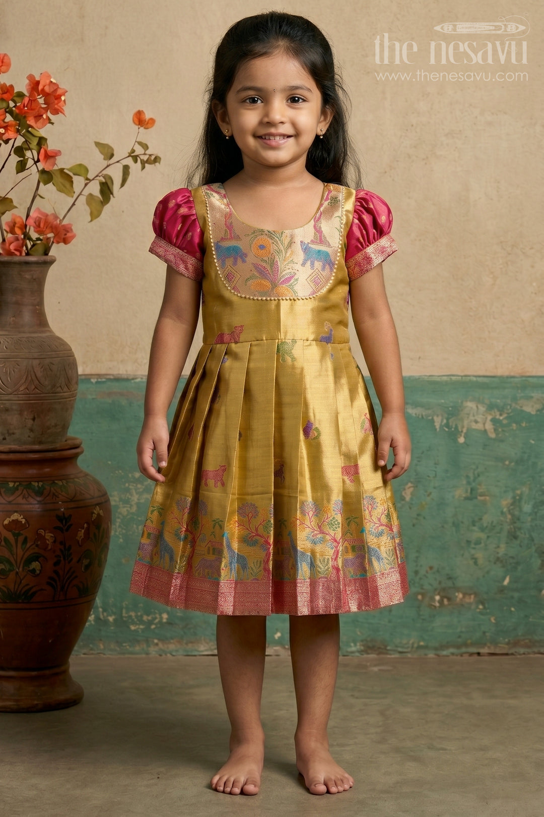 Baby Girl Kanchi Silk Frock for Festive Celebrations and Weddings