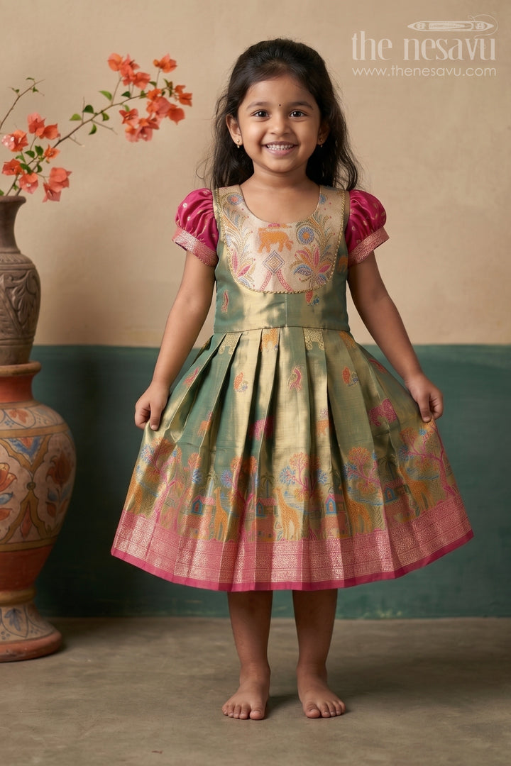Baby Girl Kanchi Silk Frock for Festive Occasions and Weddings