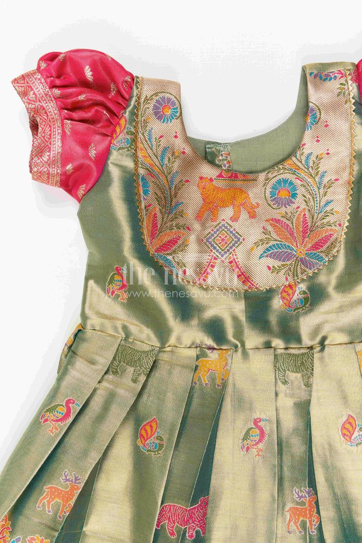 Baby Girl Kanchi Silk Frock for Festive Occasions and Weddings