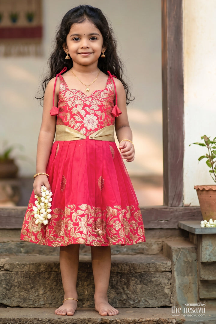 Traditional Silk Frock in Red for Celebrations and Photos