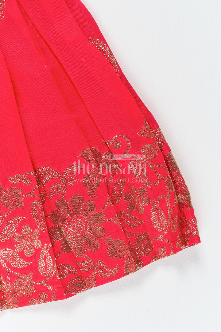 Traditional Silk Frock in Red for Celebrations and Photos