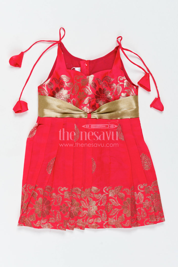 Traditional Silk Frock in Red for Celebrations and Photos