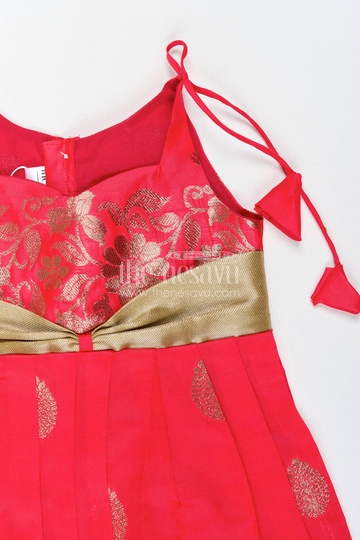 Traditional Silk Frock in Red for Celebrations and Photos