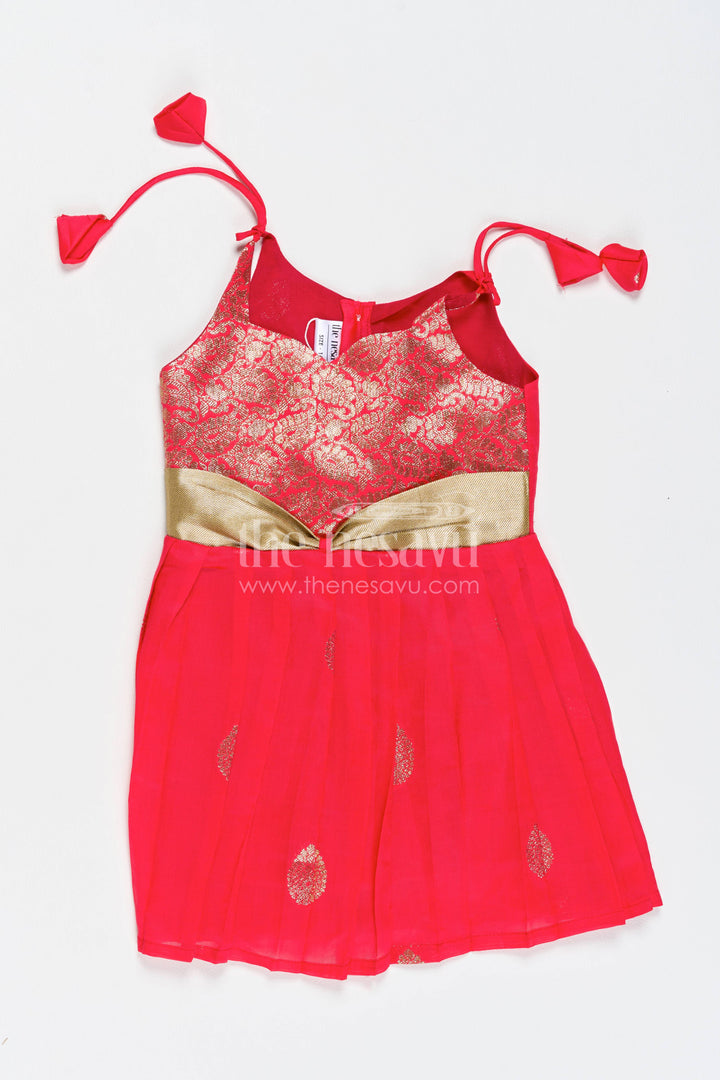 Traditional Silk Frock in Red for Celebrations and Photos