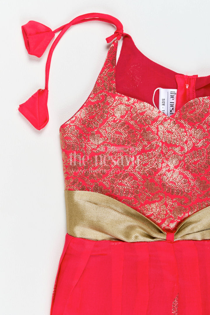 Traditional Silk Frock in Red for Celebrations and Photos