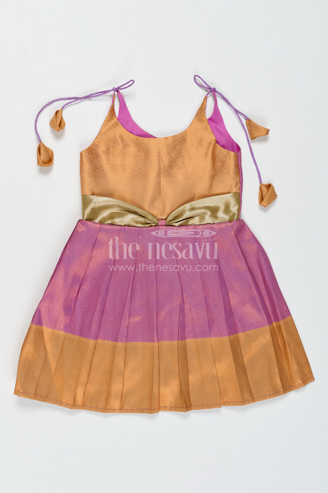 Silk Frock for Girls with Jacquard Weave for Festive Occasions