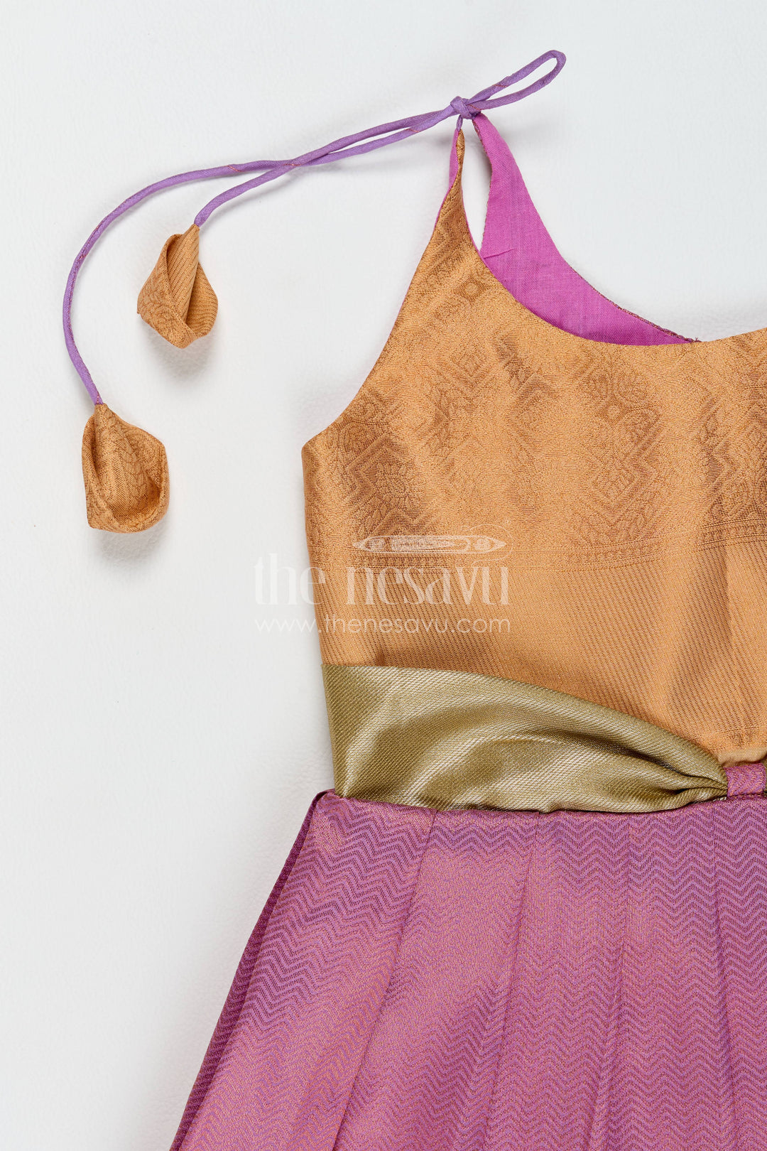 Silk Frock for Girls with Jacquard Weave for Festive Occasions