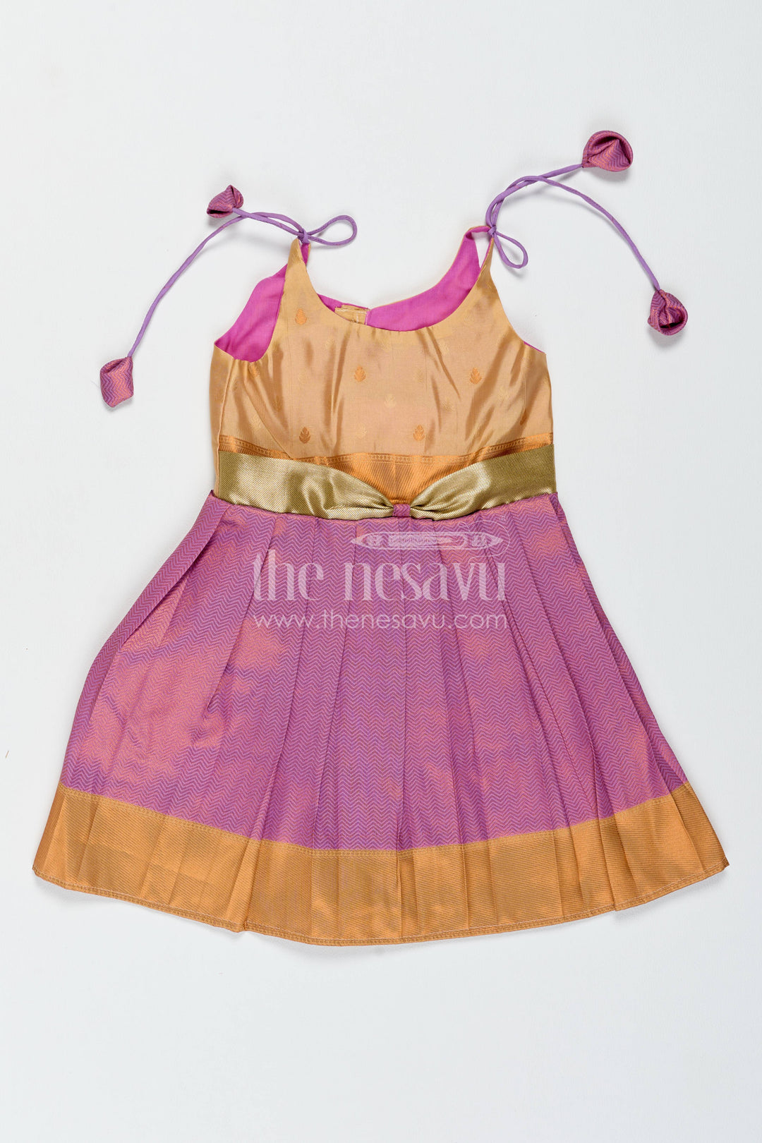 Silk Frock for Girls with Jacquard Weave for Festive Occasions