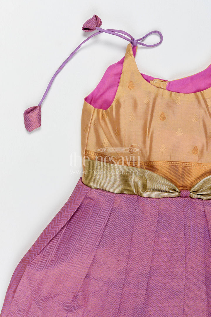 Silk Frock for Girls with Jacquard Weave for Festive Occasions