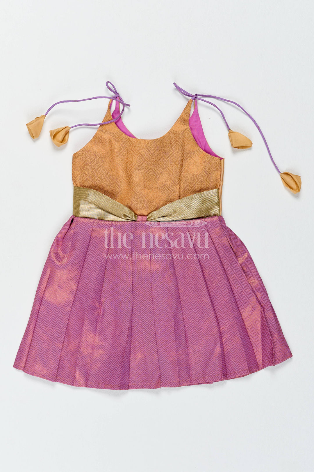 Silk Frock for Girls with Jacquard Weave for Festive Occasions