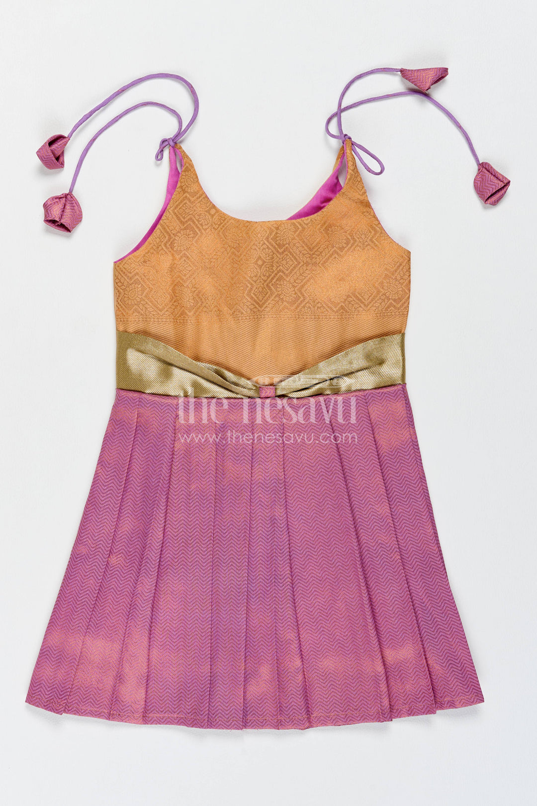Silk Frock for Girls with Jacquard Weave for Festive Occasions