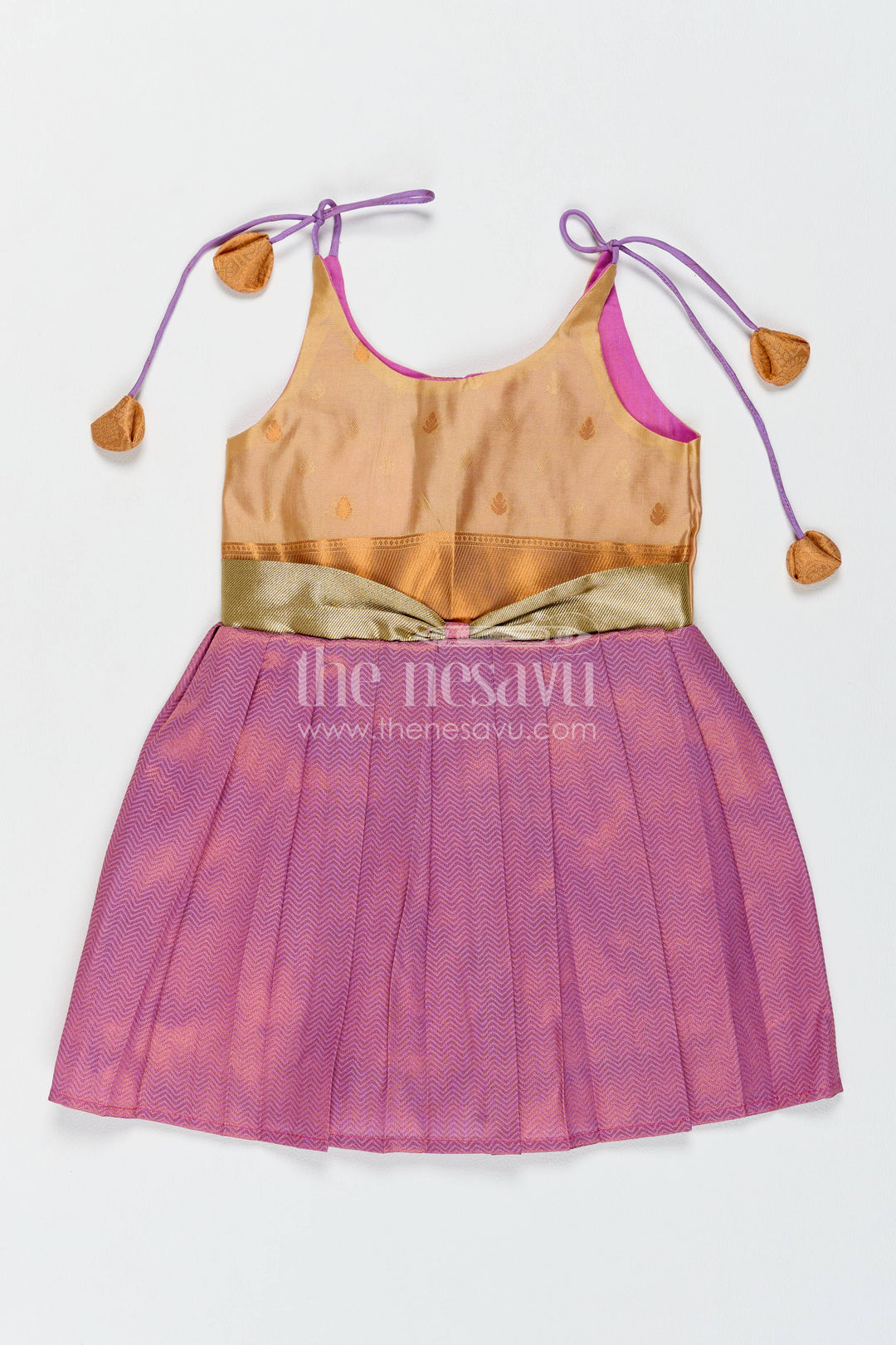 Silk Frock for Girls with Jacquard Weave for Festive Occasions