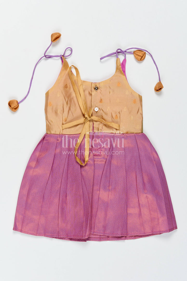 Silk Frock for Girls with Jacquard Weave for Festive Occasions